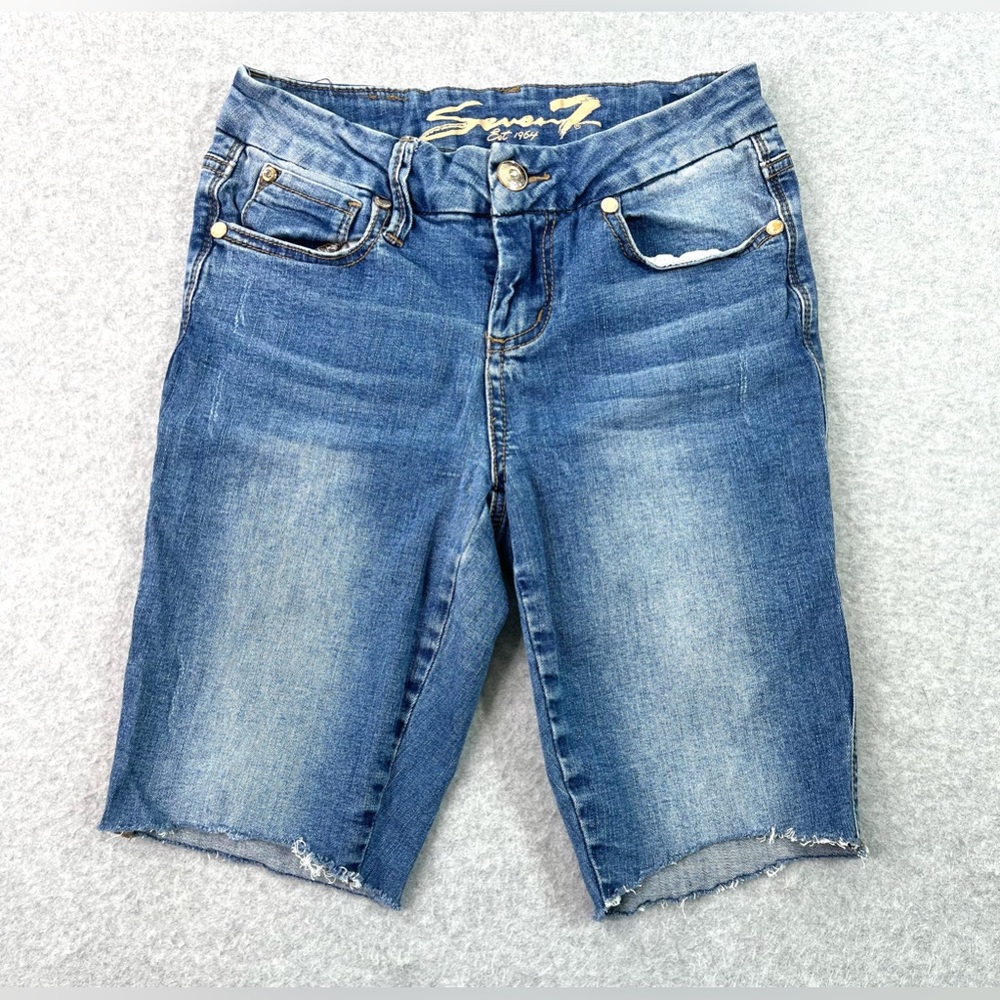 Seven7 Women’s Denim Blue Bermuda Shorts Skinny Size 4 Mid Rise